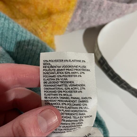 H&M Blue, Yellow, Gray‎ & Green Colorblock Stripe Long Sleeve Sweater Size S - Picture 7 of 9